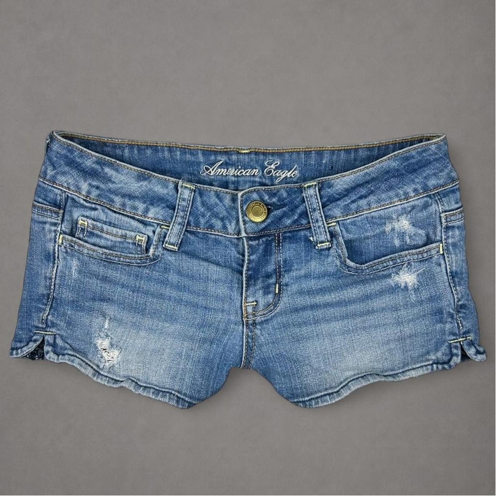 y2k American Eagle low rise blue denim shorts size 2